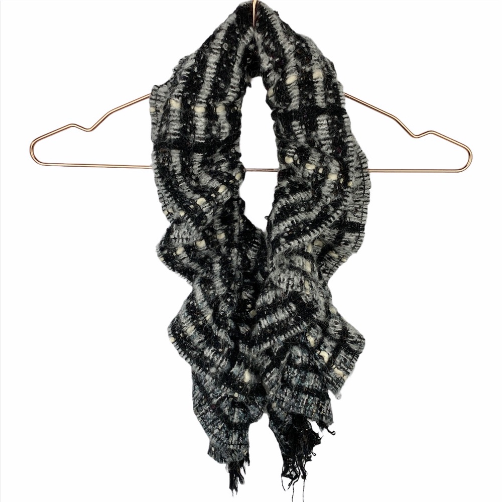 P. Cornillon Ruched‎ Wool Fringe Scarf